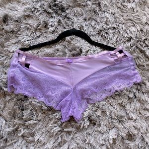 Purple Lace Strap Boy Cut Panties Bottom Set